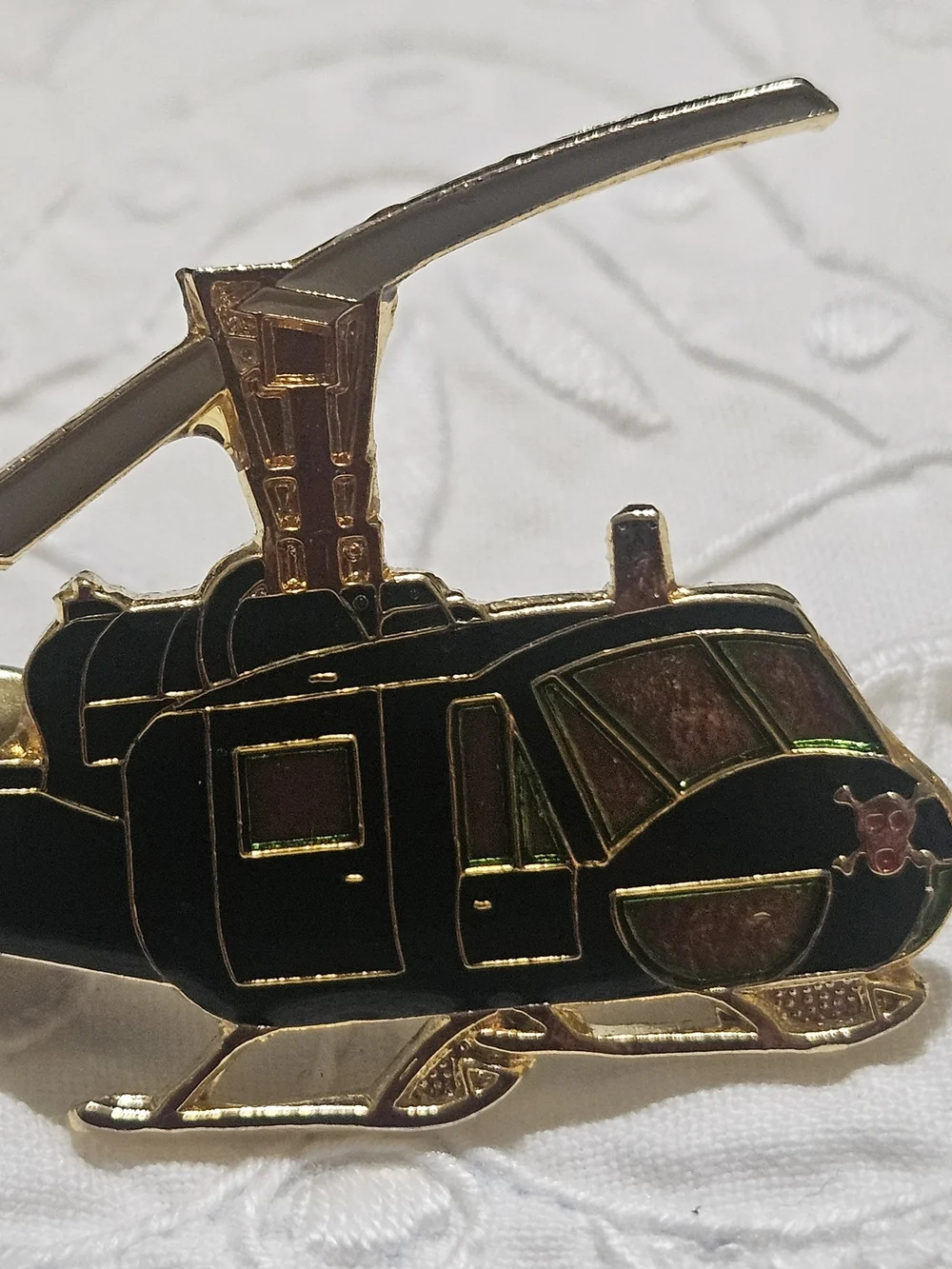 Bell UH-1 Iroquois Helicopter Military-style Enamel Pin Shaped